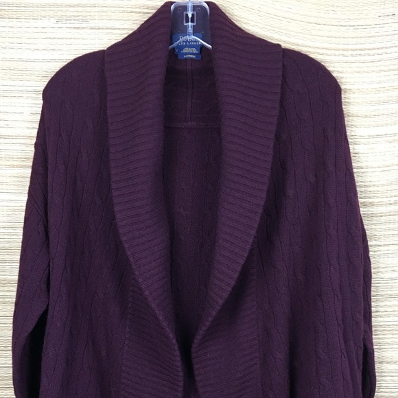 POLO Ralph Lauren 100% Cashmere Open Front Cable Knit Cardigan Sweater Size S - Picture 7 of 10